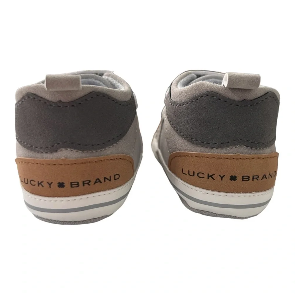 SOLD Lucky Brand Baby Grey Sneakers Crib Shoes Size 1 - Picture 4 of 6
